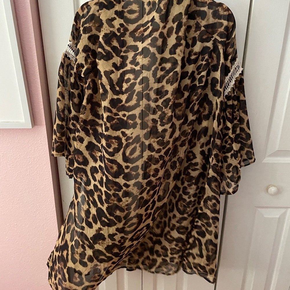 Leopard Print Plus Size Duster - image 2